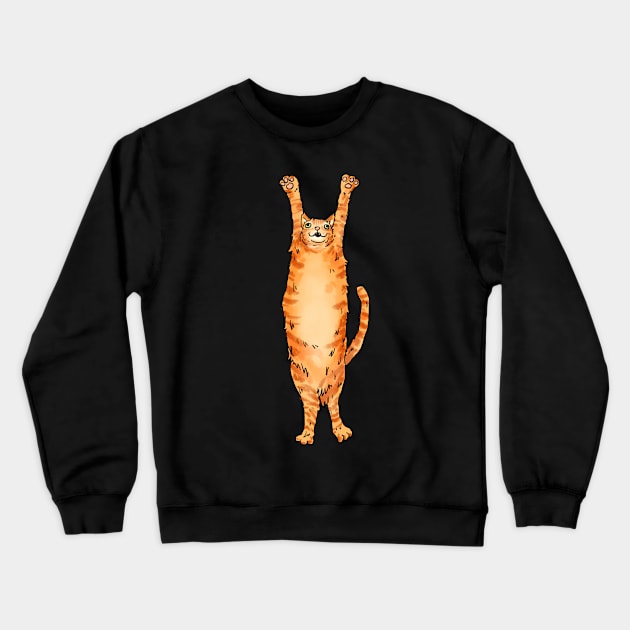 LONG orange cat Crewneck Sweatshirt by Moonwing